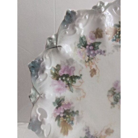 Antique MZ Austria Finger Hole Platter Collectible Hand Painted Platter 10 1/4" - Picture 2 of 16